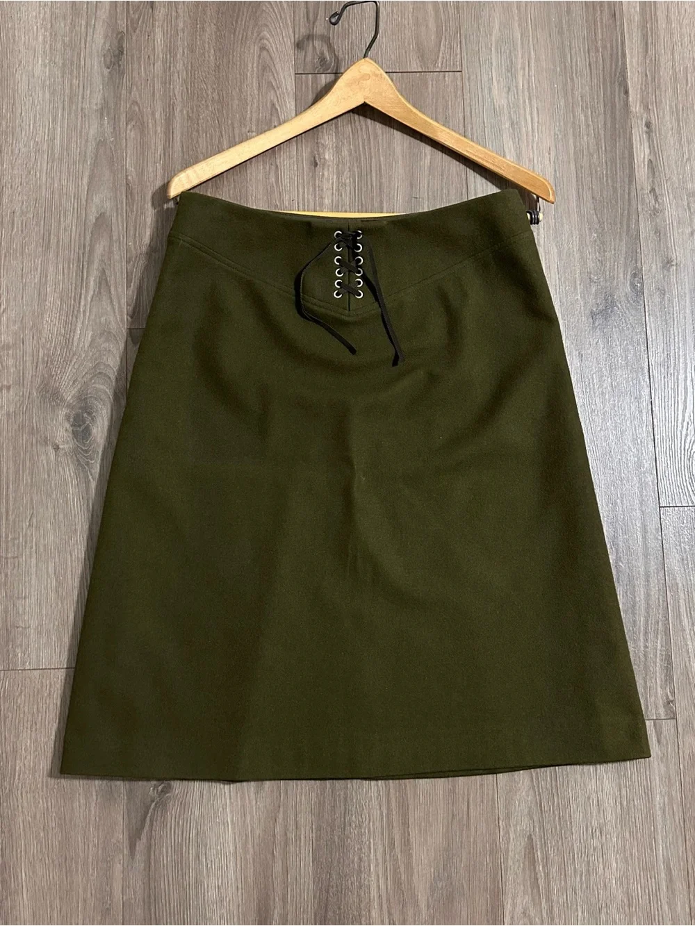 J. Crew Olive Green Wool Blend A-Line Fully Lined Skirt Y2K
